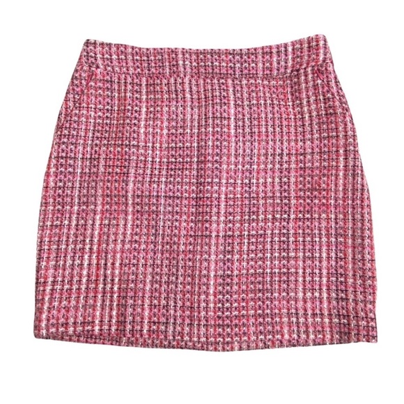 White House Black Market Pink Tweed Pencil Skirt W/ Zippered Pockets Sz 6 NWT - Picture 4 of 10